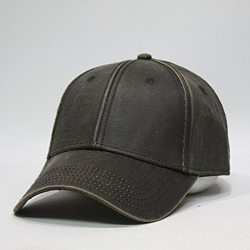 Heavy Washed Coated Canvas Wax-Look Adjustable Low Profile Men Women Baseball Cap - color: Coated Dark Brown