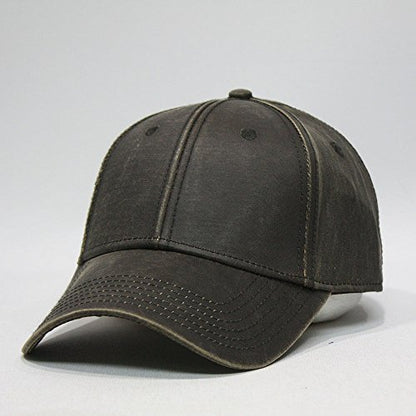 Heavy Washed Coated Canvas Wax-Look Adjustable Low Profile Men Women Baseball Cap - color: Coated Dark Brown