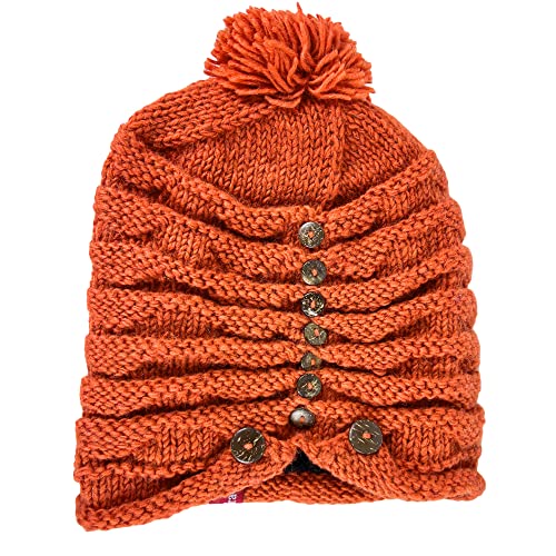 Agan Traders Women's 2026 Winter Mitten Hat Warm Fleece Lined Oversized Thick Chunky Slouchy From Nepal - color: Hat - Rust