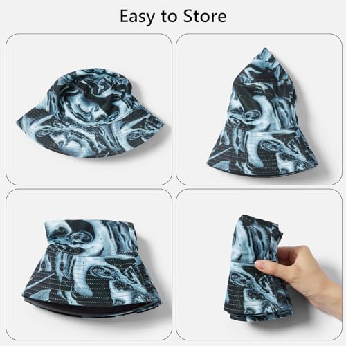 UPF 50+ Reversible Sun Hat - color: Dark Grey/Gray and White Waves, size: Large