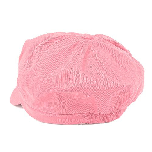 Women's Lightweight 100% Cotton Soft Fit Newsboy Cap with Elastic Back - color: Pink