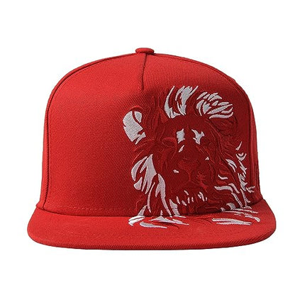 RIOREX Hip hop caps Fashion Animal Embroidery Baseball Cap for Men Adjustable Leather Belt Strapback Baseball Cap - color: Red