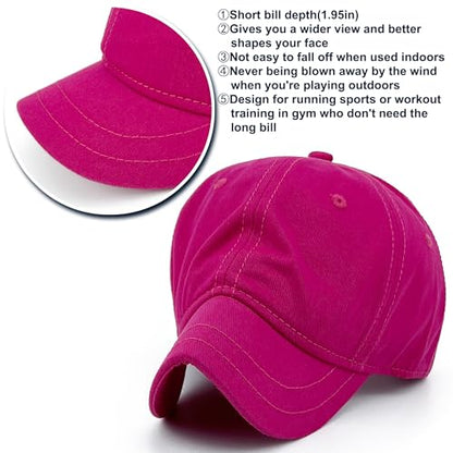 Loneshark Short Brim Baseball Cap for Running Small Bill Umpire Hat - color: Hotpink