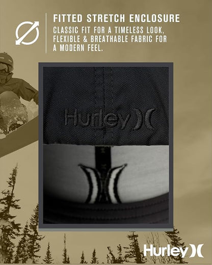Hurley Mens Baseball Cap Moisture Wicking Flexfit Fitted Hat for Men - color: Black, size: Small-Medium