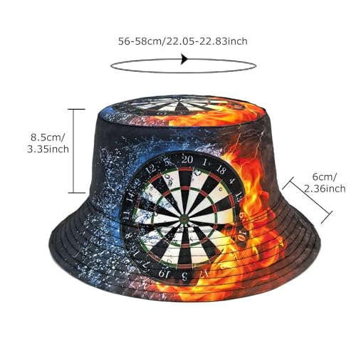 Printed Bucket Hat - Reversible Packable Summer Travel Beach Sun Cap for Men Women Teens - color: Dartboard Fire