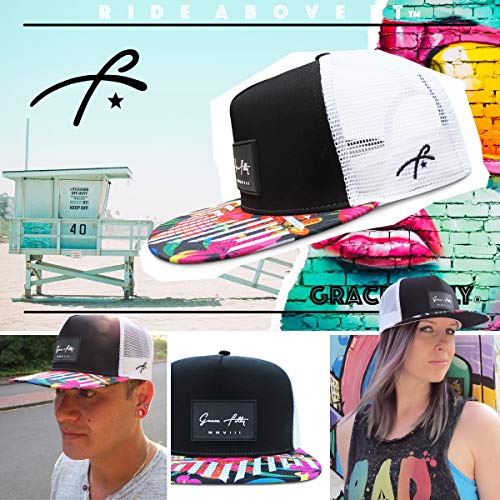 Grace Folly Trucker Hat for Men & Women. Snapback Mesh Caps - color: Floral