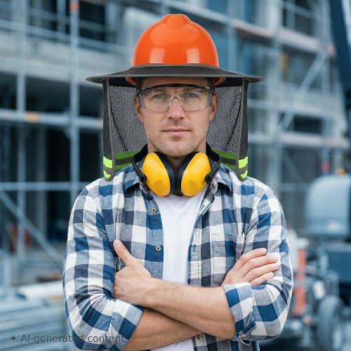 UNCO- Hard Hat Sun Shield, Full & Standard Brim Mesh Sunshade High Visibility Reflective, - color: Blue and Black, size: 2 Pack