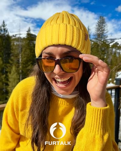 Fleece Lined Beanie Cable Knit Chunky Beanies Womens Snow Cap - color: Yellow