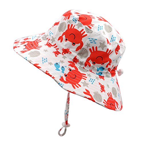 Home Prefer UPF50+ Wide Brim Sun Hat Boys Girls Sun Protection Hat Zoo Beach Swim Safari Bucket Hat for Baby Toddler Kid - color: Crab, size: 3-6 Months