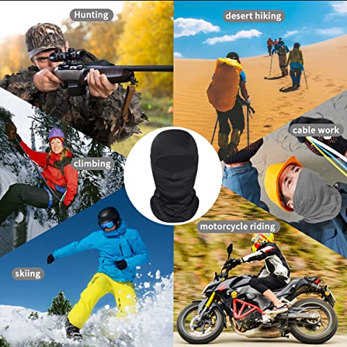 Achiou Ski Mask for Men and Women, Lightweight UV Balaclava Face Cover - color: Black