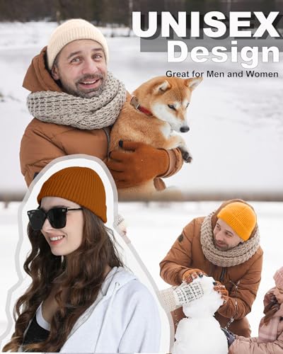 Short Wool Fisherman Beanie for Men Women Fleece Lined Winter Hat - color: 1pcs Camel