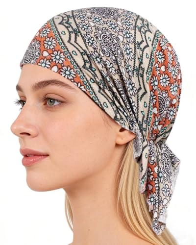 Chemo Headwear for Women Head Scarf Hats Beanie Coverings Scarves - color: Ethnic Green