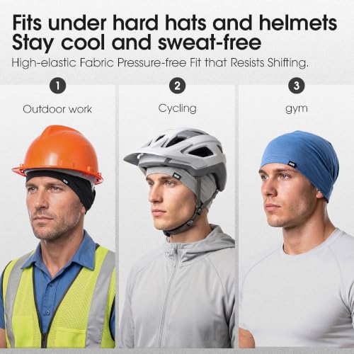 QINGLONGLIN Cooling Skull Cap Sweat Wicking Breathable for Men Women 3 Pack - color: Black + Black + Black