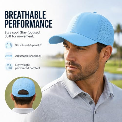 Quick Dry Baseball Cap Curved Brim Snapback Hat Mesh for Men Women - color: Lightblue