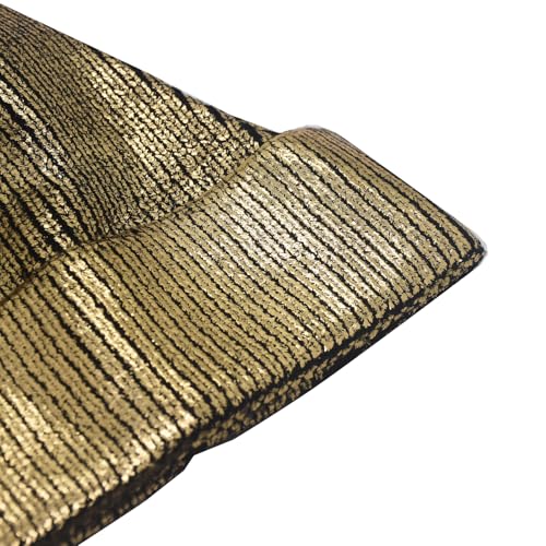 Metallic Winter Cable Knit Beanie Hat Cap Warm Soft Skull Caps with Furry Fur Pom Pom - color: Gold