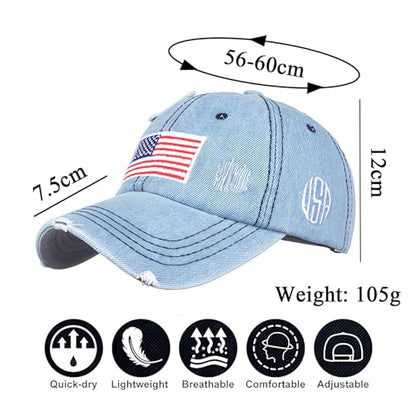 American Flag Baseball Caps Embroiderred USA Flag Patriotic Dad Hat Adjustable Trucker Hats for Men Women - color: Usa Flag Blue 1#