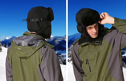 Connectyle Men's Trapper Hat Faux Fur Lined Winter Earflap Hat Warm Windproof Snow Ski Hats