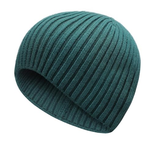 ZLYC Men Winter Knit Fisherman Beanie Hat Fashion Warm Daily Skull Cap - color: Solid Peacock Blue