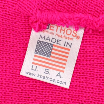 KBETHOS Made in USA Classic Men's Women's Cuffed Folded Acrylic Knit Beanie Hat Solid Unisex Cold - color: 5. Hot Pink Solid Long Beanie