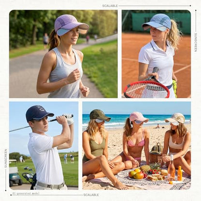 Retractable Brim Baseball Cap Sport Sun Visor Hat for Men Women - color: Brown