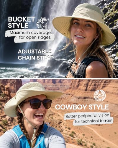 FURTALK Sun Hats for Women UV Protection Wide Brim Ponytail Hiking Hat - color: Green