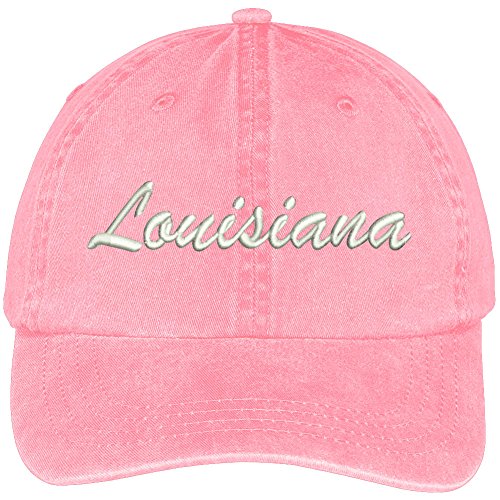 Trendy Apparel Shop Louisiana State Embroidered Low Profile Adjustable Cotton Cap - color: Pink