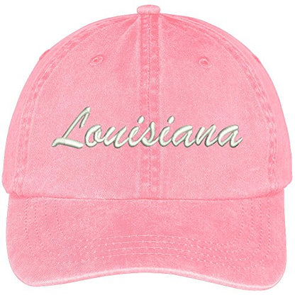 Trendy Apparel Shop Louisiana State Embroidered Low Profile Adjustable Cotton Cap - color: Pink