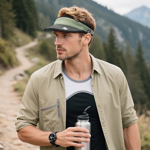 Clakllie Sports Sun Visor Hats Summer Golf Tennis Visors Lightweight Packable Beach Hat Moisture Wicking Workout Headband - color: Cdus-sv2504-greygreen