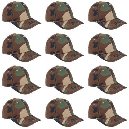 TK Flex Blank Hats, Adjustable Plain Hats, Casual Women's and Men's Hats, Baseball Caps for Patches and Embroidery, 12 Pack - color: Woodland Camo