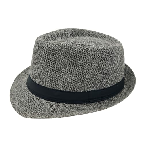 Unisex Classic 1920s Fedora Hat Short Brim Panama Trilby Hat Casual Jazz Cap for Men Women - color: Dark Gray, size: Medium-Large