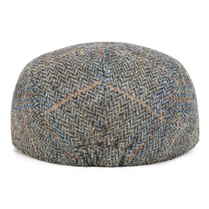 FEINION Men Wool Blend Flat Cap Tweed Newsboy Ivy Hat - color: Plaid Grey 2