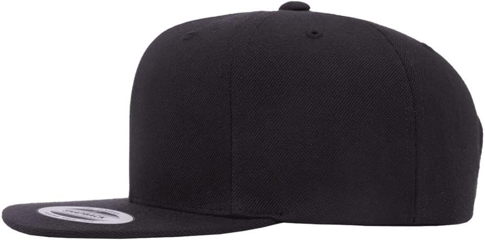 YP Classics 6089 Wool-Blended 6 Panel High Profile Flatbill Snapback Cap - color: Black