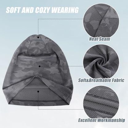 WTACTFUL Cooling Breathable Skull Cap Men Women, Sweat Wicking 1-2-4 Pack - color: Black + Camo Gray