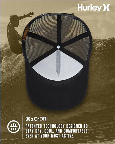 Hurley Mens Trucker Hat Fairway Mesh Trucker Hat, Quick Dry Snapback - color: Black