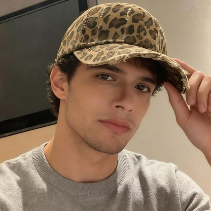 Baseball Hats for Women Men Adjustable Leopard Print Dad Trucker Hat Cotton Sun Protection Caps Sports Golf Medium - color: Camel-scratch Brim