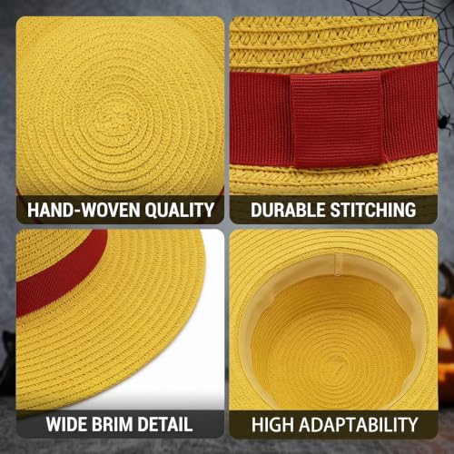 Yellow Straw Hat with String, Cosplay Cap for Summer Beach Party