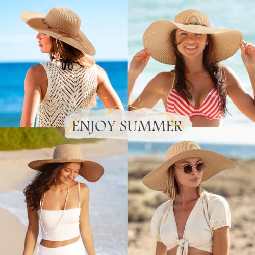 Sun Hats for Women, UPF 50+ Sun Protection, Beach Hat with Wide Brim - color: Khaki - Shell