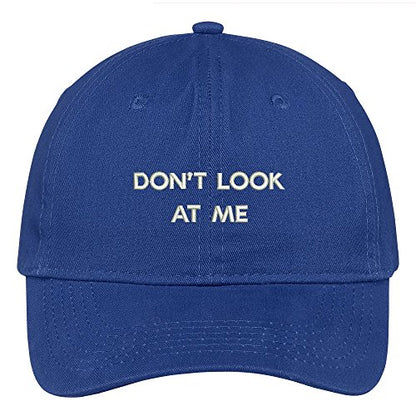 Trendy Apparel Shop Don't Look At Me Embroidered Cap Premium Cotton Dad Hat - color: Royal