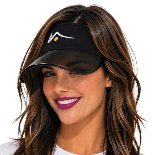 VISTO Transparent Brim Visor – Obstruction Free Visibility - UV Sun Protection – Perfect for Golf, Pickleball, and Tennis - color: Black