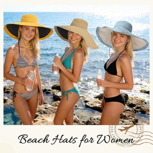Jeyiour 6 Pcs Women Wide Brim Sun Hat Reversible Beach Bucket Hats Floppy Foldable Cotton Hats for UV Protection Summer Outdoor Travel Fishing