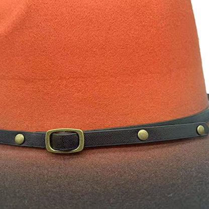 Willheoy Wide Brim Fedora Hats for Women & Men Two Tone Felt Hat Gradient Dress Hat - color: Orange