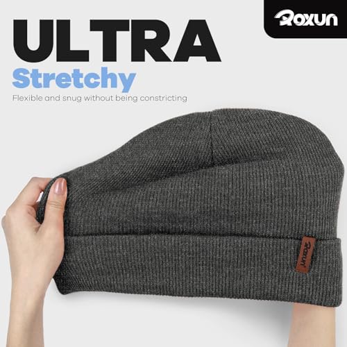 ROXUN Beanie for Men/Women Winter Hat Soft Warm Unisex Skull Stocking Cap - color: Dark Gray