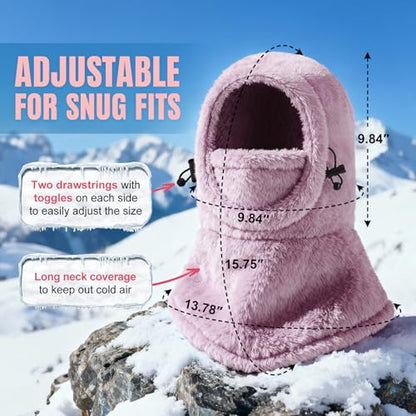 Ski Mask Kids Balaclava, Winter Ski Face Mask Cover, Fleece Hats for Kids - color: Purple