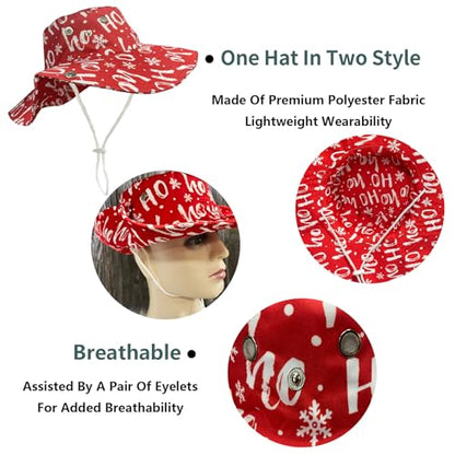 Funny Sun Hat for Men Women Wide Brim Bucket Hat Hiking Boonie Hat Summer Beach Fishing Caps - color: Christmas