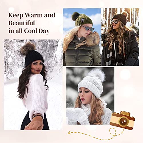 Flufymooz Beanie Wig Hat, Long Wavy Curly Black Hairpiece with Faux Fur Pom, 20 Inch Synthetic Hair for Women Girls Winter (Copper Red) - color: Black Hat-copper Red, size: 20 Inch