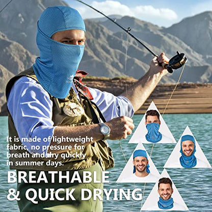 Balaclava Ski Mask, Sun Protection Breathable Face Cover Men Women - color: 2 Packs - Blue + Black