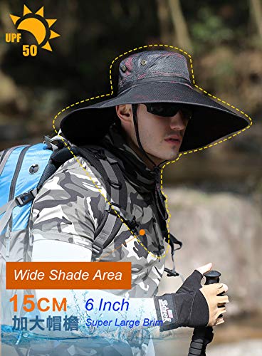 HUAMULAN Men Wide Brim Sun Hat Summer Outdoor Women Bucket Fishing Hats - color: B3ywmh5-heise