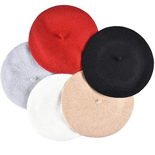 Jolbndcv 6PCS Beret, French Beanie, Outdoor, Winter, Fashion Lady Hat - color: Gray,khaki