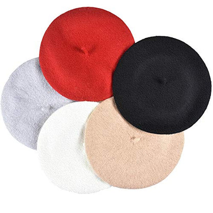 Jolbndcv 6PCS Beret, French Beanie, Outdoor, Winter, Fashion Lady Hat - color: Gray,khaki
