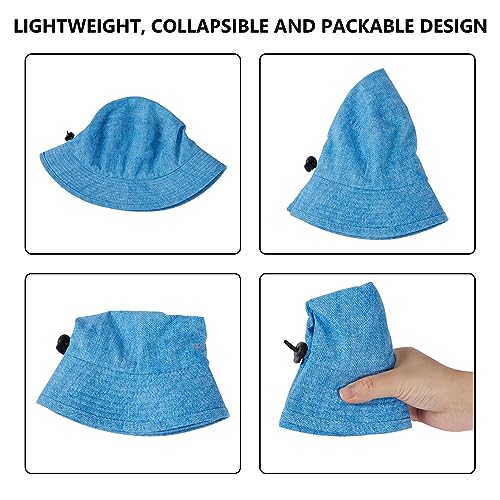 BASSDASH UPF50+ Fishing Bucket Hat for Men Women Lightweight Water Resistant Packable Outdoor Summer Sun Hats FH13 - color: Light Blue Denim Print